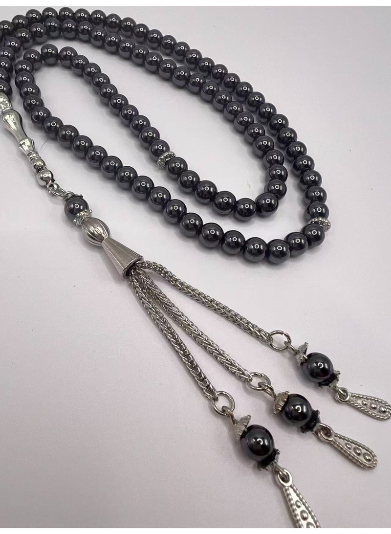 99 Agate Beads Tasbih Premium Muslim Prayer Beads Made with Natural Stone Beads for Daily Misbaha and Meditation (6mm,Black) - Image 1
